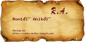 Rontó Anikó névjegykártya